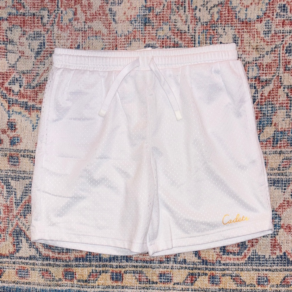 Cadets Check Out Mesh Shorts in White SZ 12/14 (28-31” Waist) NWOT